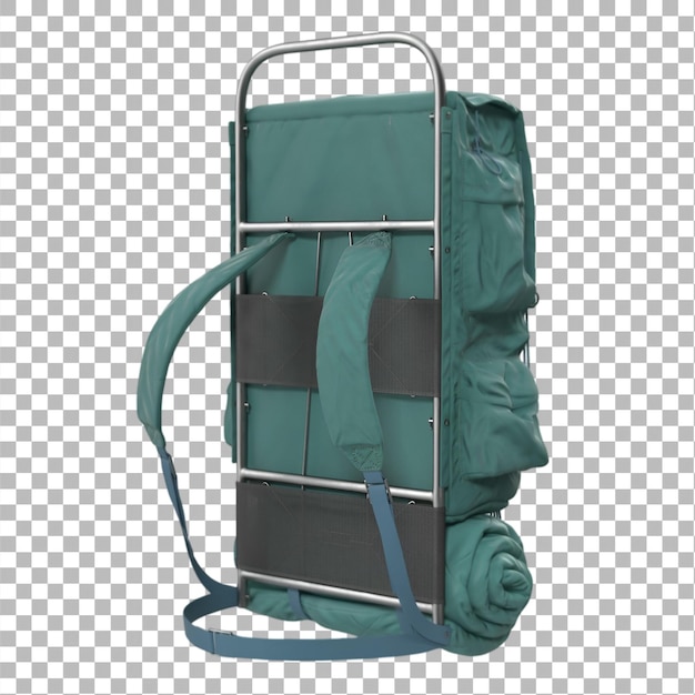 Esta vista del marco trasero de una mochila de senderismo azulado muestra su construcción robusta y diseño ergonómico Ideal para soportar cargas pesadas durante largas aventuras al aire libre
