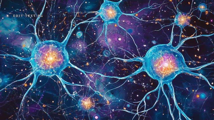 PSD vista microscópica de neuronas interconectadas sinapsis disparando una red neuronal compleja