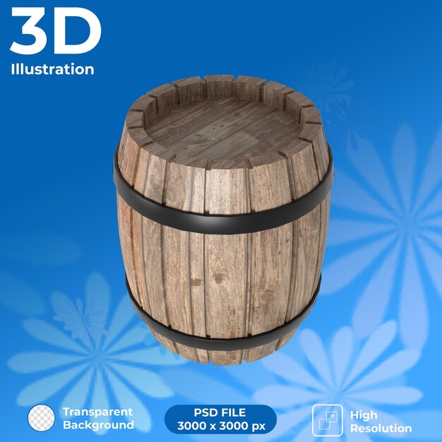 Vista en perspectiva de barril de renderizado 3D