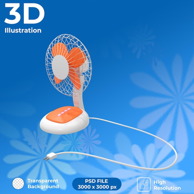 Vista en perspectiva del ventilador de escritorio 3D Render