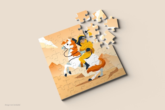 Vista prospettica del mockup del puzzle
