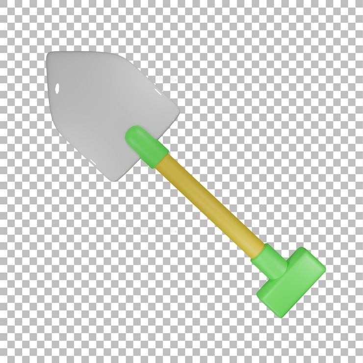 PSD vista de rotación frontal de pala 3d con fondo transparente