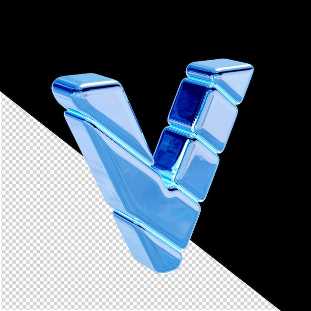Vista de símbolo 3d de bloque diagonal de hielo desde la letra izquierda v