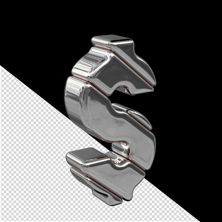 PSD vista de símbolo 3d de bloque diagonal plateado desde la izquierda