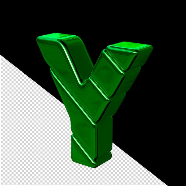 PSD vista del símbolo del bloque diagonal verde desde la letra izquierda y