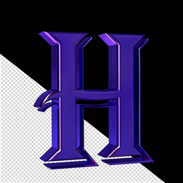 PSD vista de símbolo púrpura desde la letra h izquierda