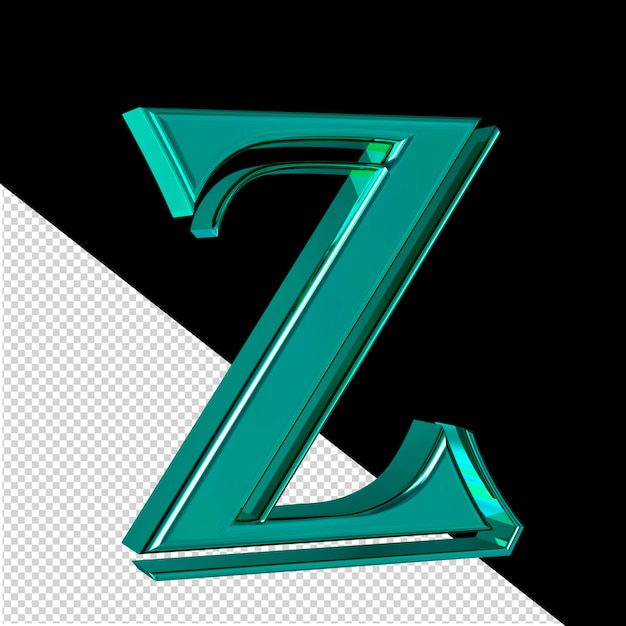 PSD vista de símbolo turquesa desde la izquierda 3d letra z
