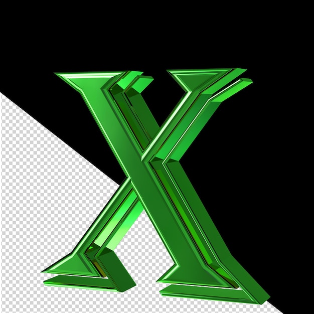 Vista de símbolo verde desde la letra x derecha