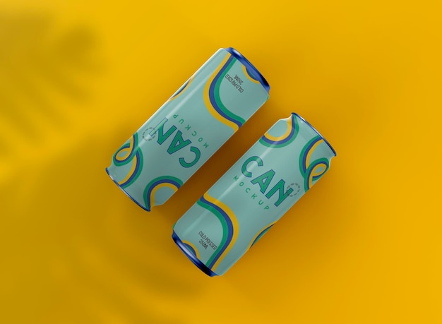 Vista superior 3D do conjunto de maquete de latas de refrigerante Slim