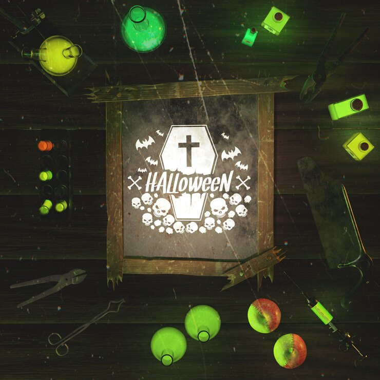 PSD vista superior arreglo especial para evento de halloween