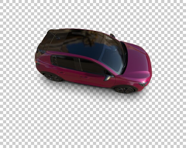 Vista superior del automóvil compacto púrpura