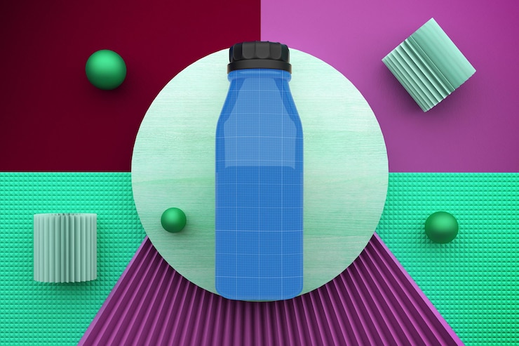 PSD vista superior de la botella de jugo