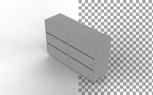 Vista superior del cajón con sombra 3d render