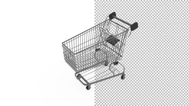 PSD vista superior del carrito de compras sin sombra 3d render