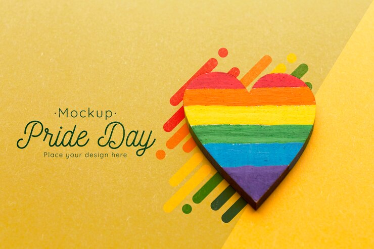 PSD vista superior del corazón de color arco iris por orgullo
