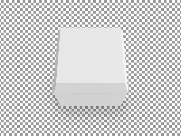 PSD vista superior da caixa de hambúrguer branca fechada isolada em fundo transparente