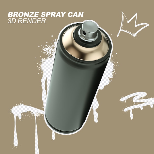 PSD vista superior da lata de spray de bronze