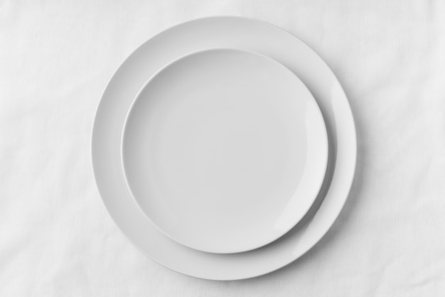 Vista superior da maquete de pratos de mesa