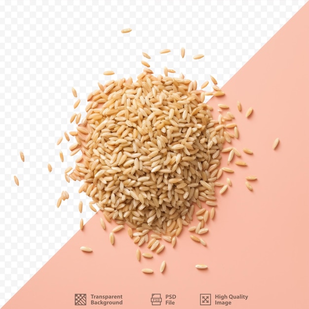 PSD vista superior de arroz castanho cru sobre um fundo transparente