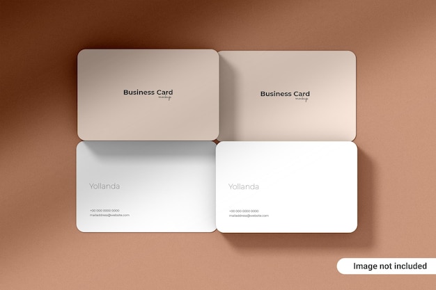 Vista superior de maquete de cartão de visita arredondado minimalista