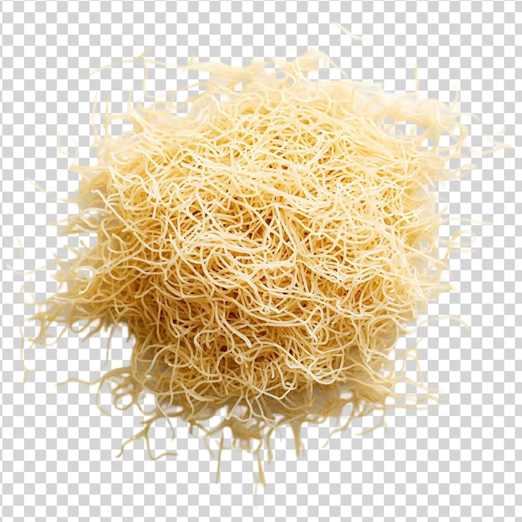 PSD vista superior de pasta de vermicelli não cozida isolada em fundo branco