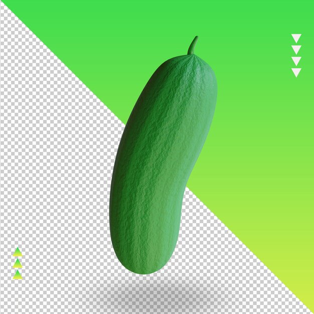 Vista superior de renderização de pepino vegetal 3D