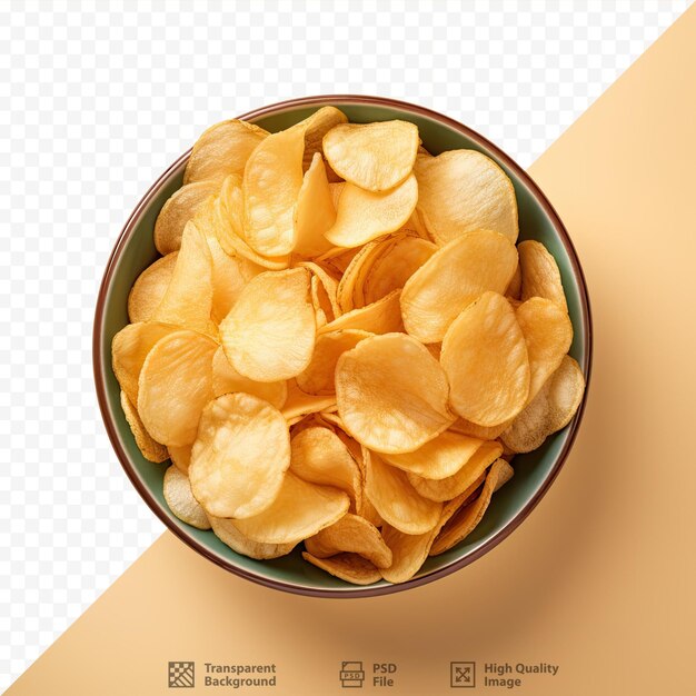 PSD vista superior de deliciosas patatas fritas sobre una superficie de fondo transparente