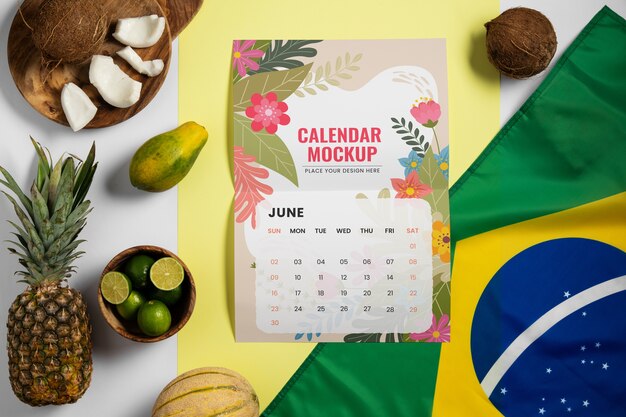 Vista superior do calendário estético brasileiro