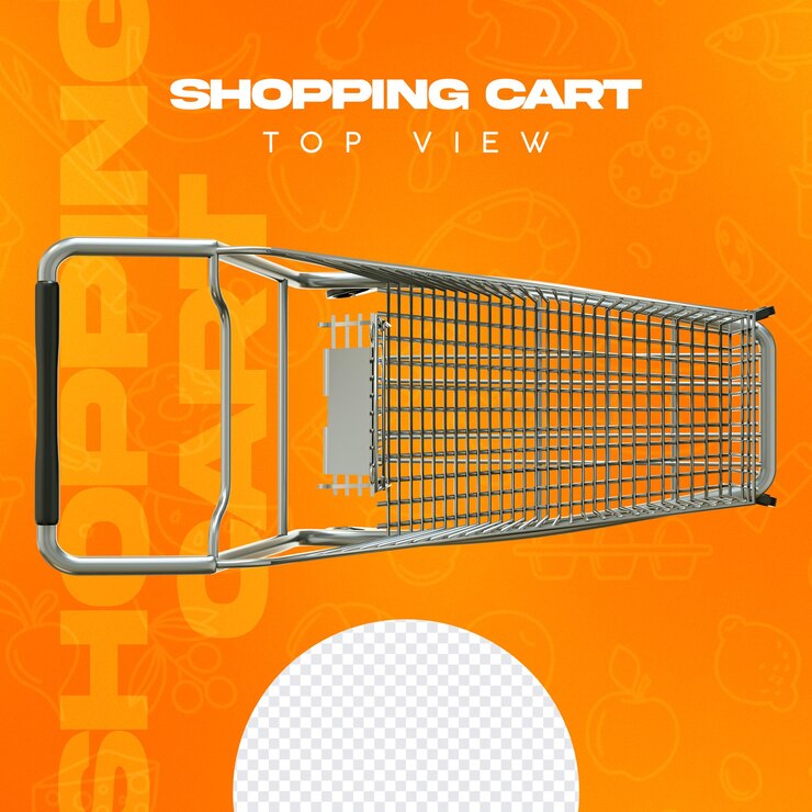 PSD vista superior do carrinho de compras