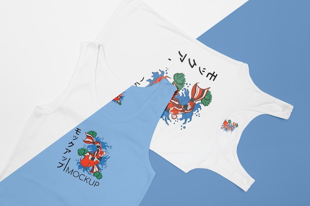 Vista superior do mock-up do conceito de camiseta