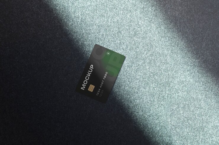 PSD vista superior do modelo de cartão de crédito