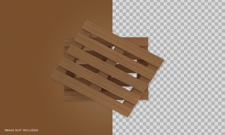 PSD vista superior dos palets de madera aislado sobre fondo transparente