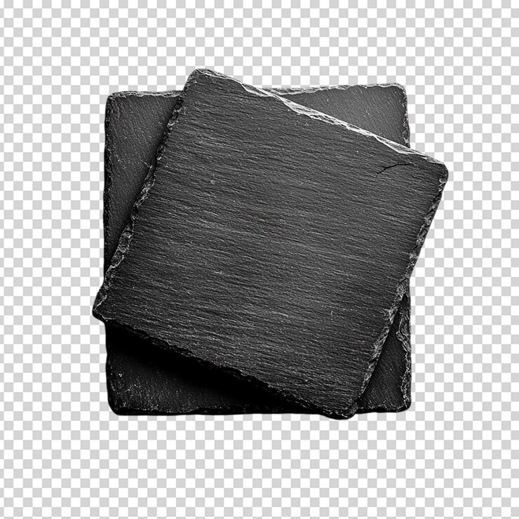 PSD vista superior de dos pizarras cuadradas negras aisladas sobre un fondo blanco