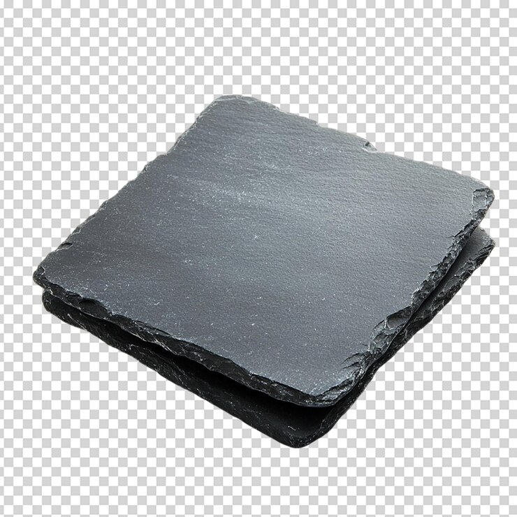 PSD vista superior de dos pizarras cuadradas negras aisladas sobre un fondo blanco