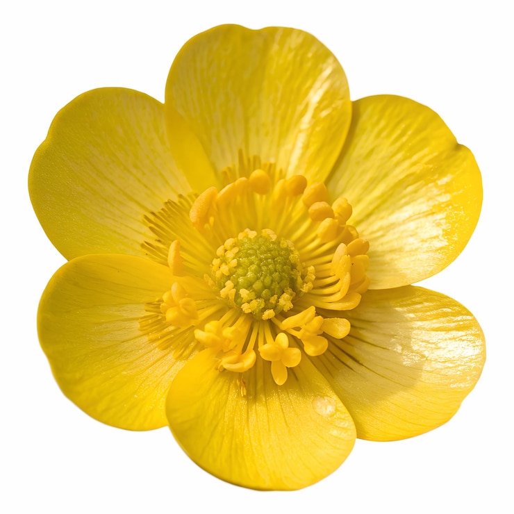 PSD vista superior de la flor de buttercup contra el fondo transparente