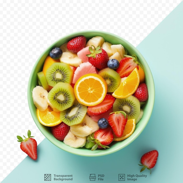 PSD vista superior de un fondo transparente con ensalada de frutas frescas