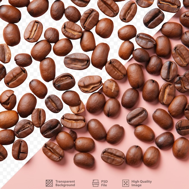 PSD vista superior de granos de café de alta calidad en primer plano
