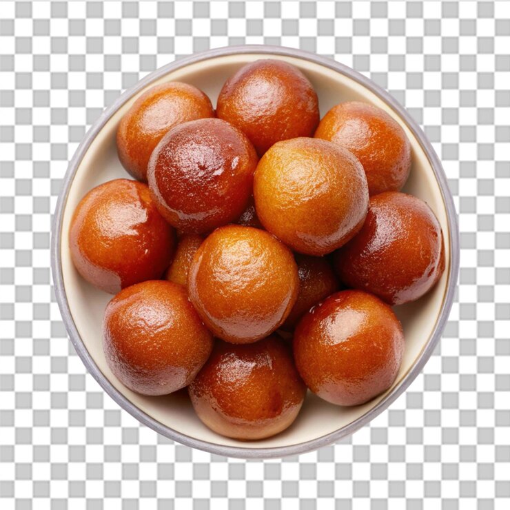 PSD vista superior de gulab jamun aislada en un fondo transparente