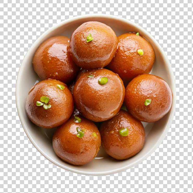 PSD vista superior de gulab jamun aislada en un fondo transparente