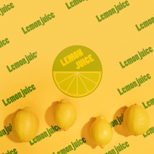 Vista superior de limones con maqueta