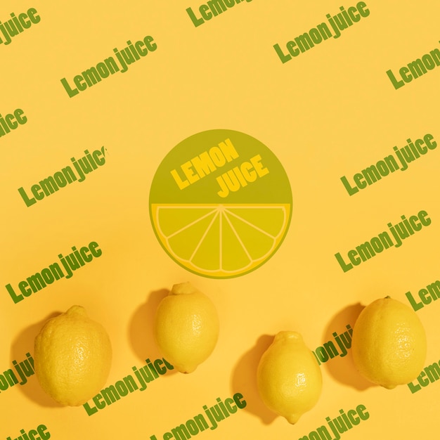 PSD vista superior de limones con maqueta