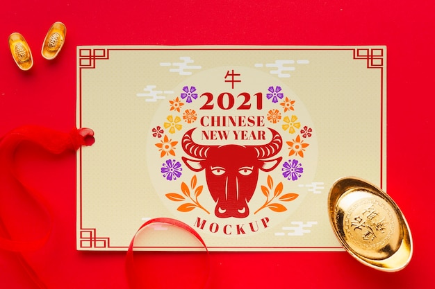 Vista superior de la maqueta del año nuevo chino