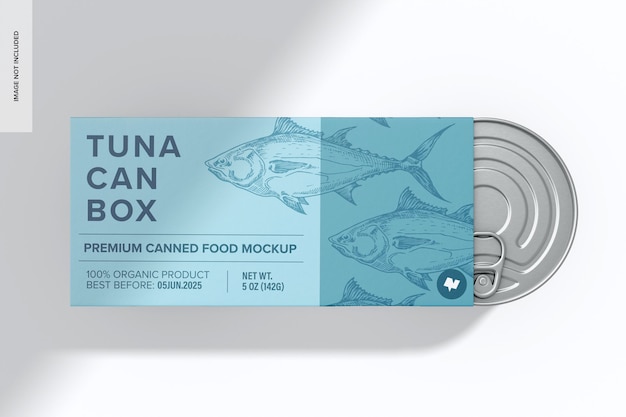 Vista superior de maqueta de caja de lata de atún de dos paquetes