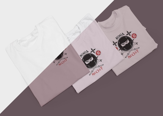 Vista superior de la maqueta del concepto de camiseta