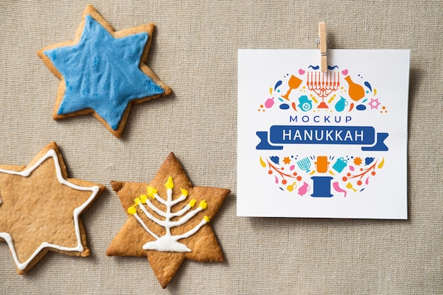 PSD vista superior de la maqueta del concepto de hanukkah