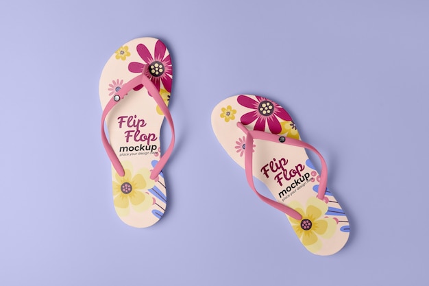 Vista superior en maqueta de flip flop