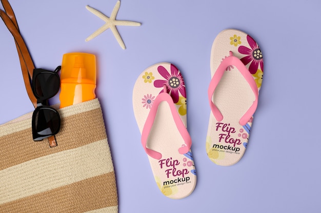 Vista superior en maqueta de flip flop