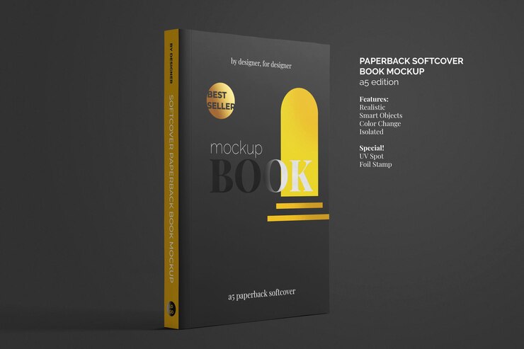 PSD vista superior de maqueta de libro de tapa blanda