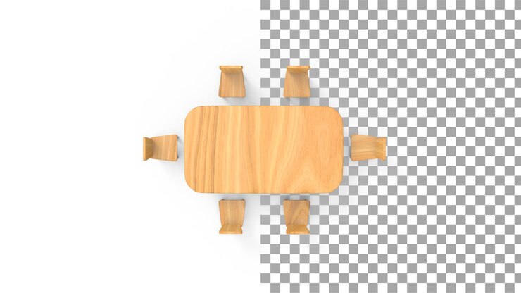 PSD vista superior de la mesa de comedor 3d render