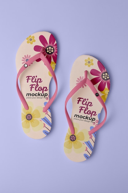 PSD vista superior na maquete de flip flop